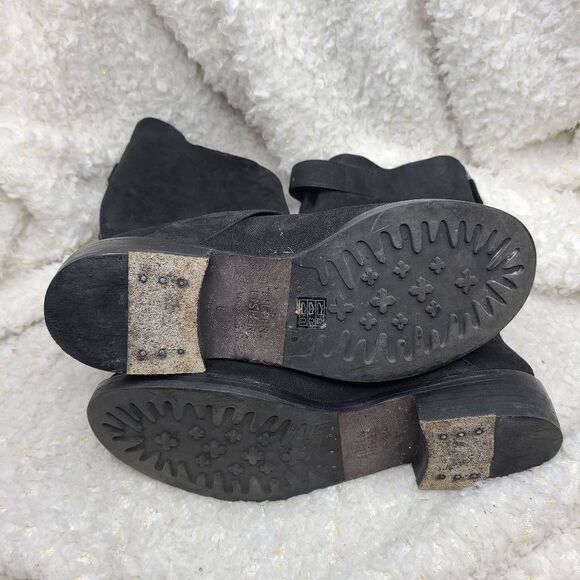 Eileen Fisher Log Harness Black Leather‎ Moto Boots Size 8 - Picture 6 of 7